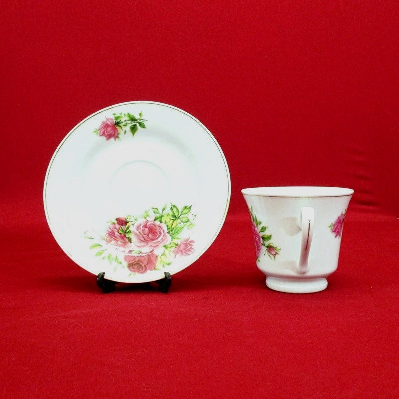 Antique Vintage Rose Pattern Cup and Saucer Set