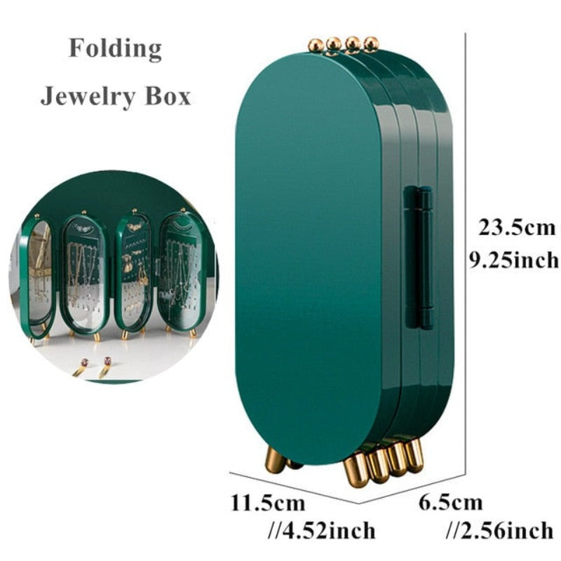 Foldable Portable 4 Doors 240 Holes Large Jewelry Storage Box Earrings Display Stand Bracelet Necklace Organizer Plastic Box