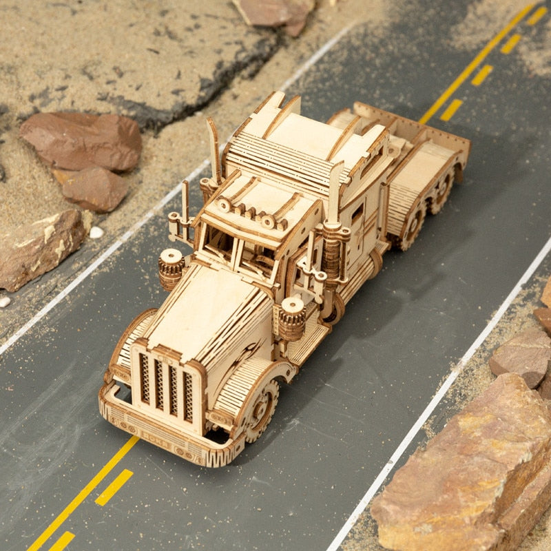 Robotime Rokr Wooden Mechanical Train 3D Puzzle Car Toy Assembly Locomotive Model Building Kits for Children Kids Birthday Gift