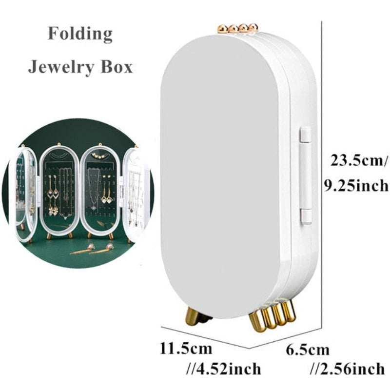 Foldable Portable 4 Doors 240 Holes Large Jewelry Storage Box Earrings Display Stand Bracelet Necklace Organizer Plastic Box
