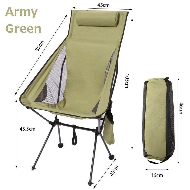 New Outdoor Folding Chair Ultralight Portable Camping Chair Quality Aluminiu Alloy Fishing Chair Leisure Beach Picnic Moon Chair