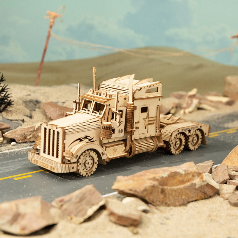 Robotime Rokr Wooden Mechanical Train 3D Puzzle Car Toy Assembly Locomotive Model Building Kits for Children Kids Birthday Gift