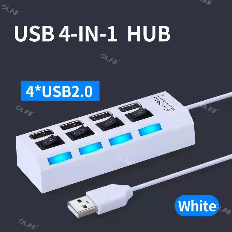 Elough USB HUB 2.0 Adapter Expander 4/7 Ports Multi Splitter Extender with LED Lamp Switch For Xiaomi Huawei Lenovo Macbook PC