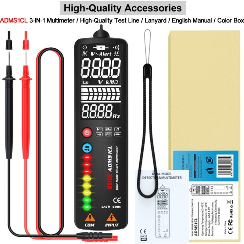 Voltage Detector Tester 2.4"LCD Non contact Live wire Indicator Electric Pen Voltmeter Multimeter NCV Continuity Hz Test