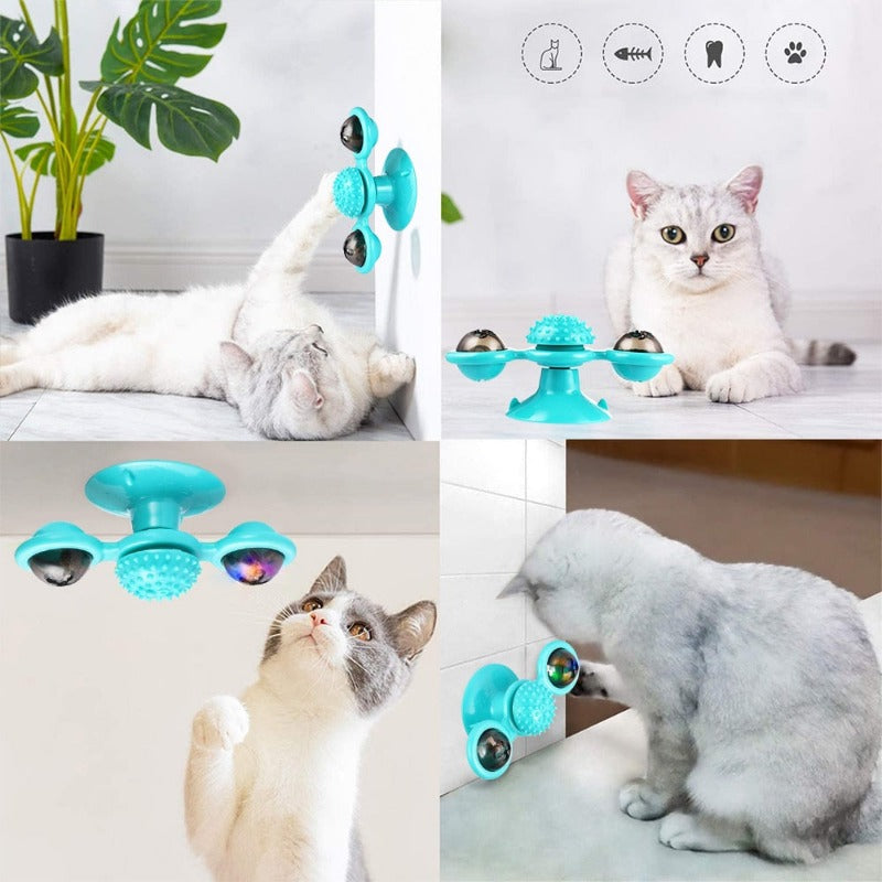 Windmill Cat Toy Interactive Pet Toys for Cats Puzzle Cat Game Toy With Whirligig Turntable for Kitten Brush Teeth Pet Supplies
