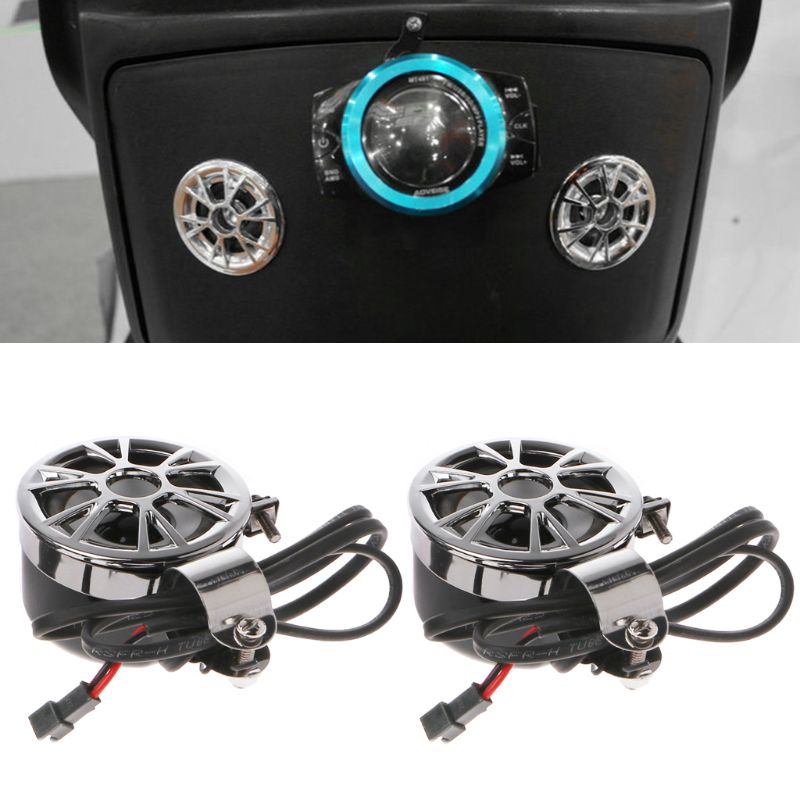 Motorcycle Sound Audio Radio System Handlebar 12V Full-band FM Stereo 2 Speakers ATV Bike With 3.5mm AUX Jack to Link MP3 Device