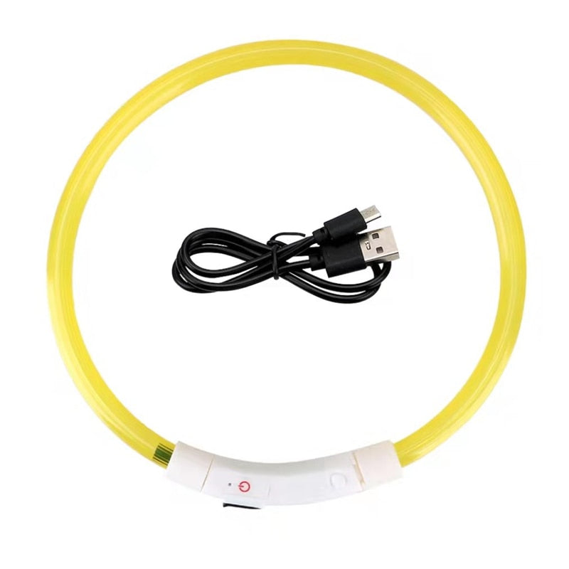 Led Light Dog Collar Detachable Glowing USB Charging Luminous Leash for Big Cat Collar Small Bright Labrador Pets Dogs Products