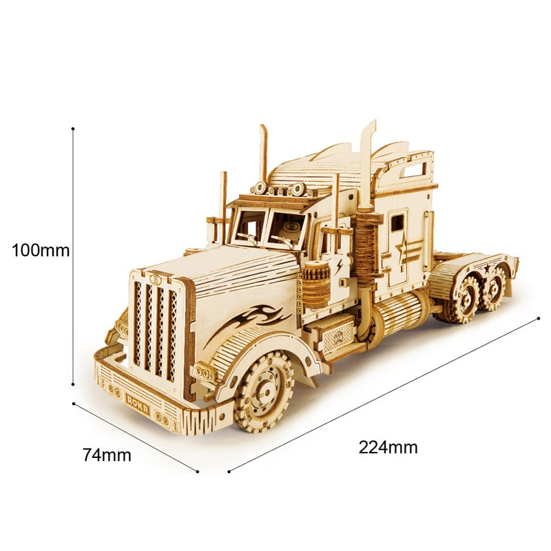 Robotime Rokr Wooden Mechanical Train 3D Puzzle Car Toy Assembly Locomotive Model Building Kits for Children Kids Birthday Gift