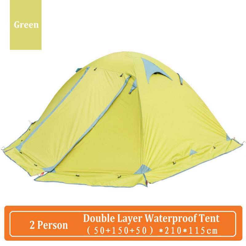 Separated Double Layer Winter Tourist Tent 2-3 Person 4 Season Rainproof Outdoor Family Camping Tent with Aluminum Pole