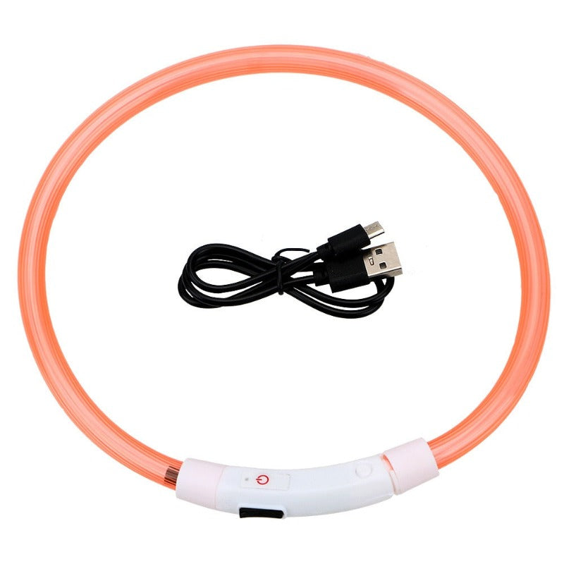Led Light Dog Collar Detachable Glowing USB Charging Luminous Leash for Big Cat Collar Small Bright Labrador Pets Dogs Products
