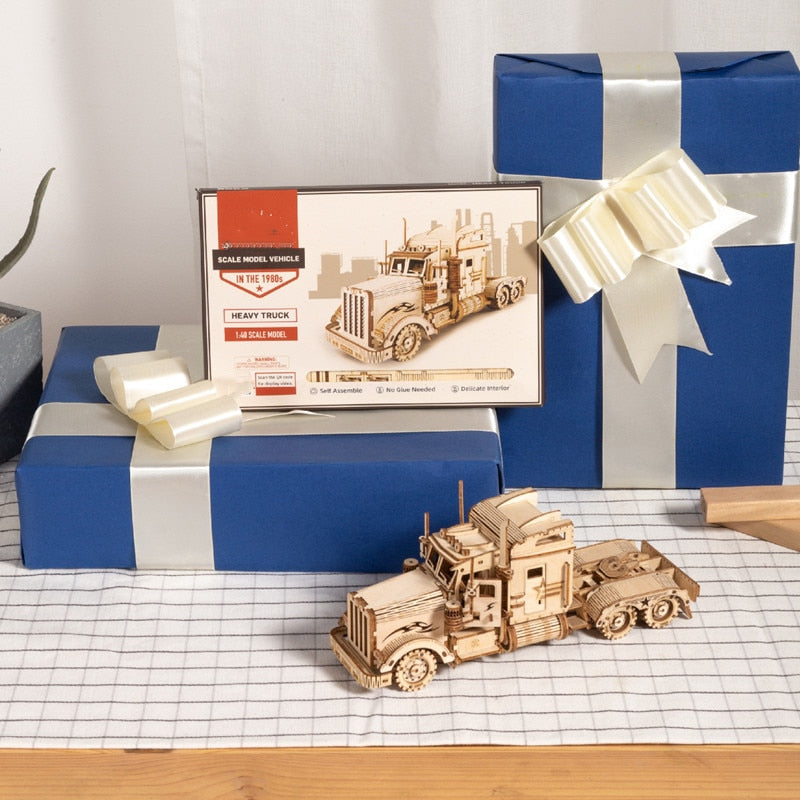 Robotime Rokr Wooden Mechanical Train 3D Puzzle Car Toy Assembly Locomotive Model Building Kits for Children Kids Birthday Gift