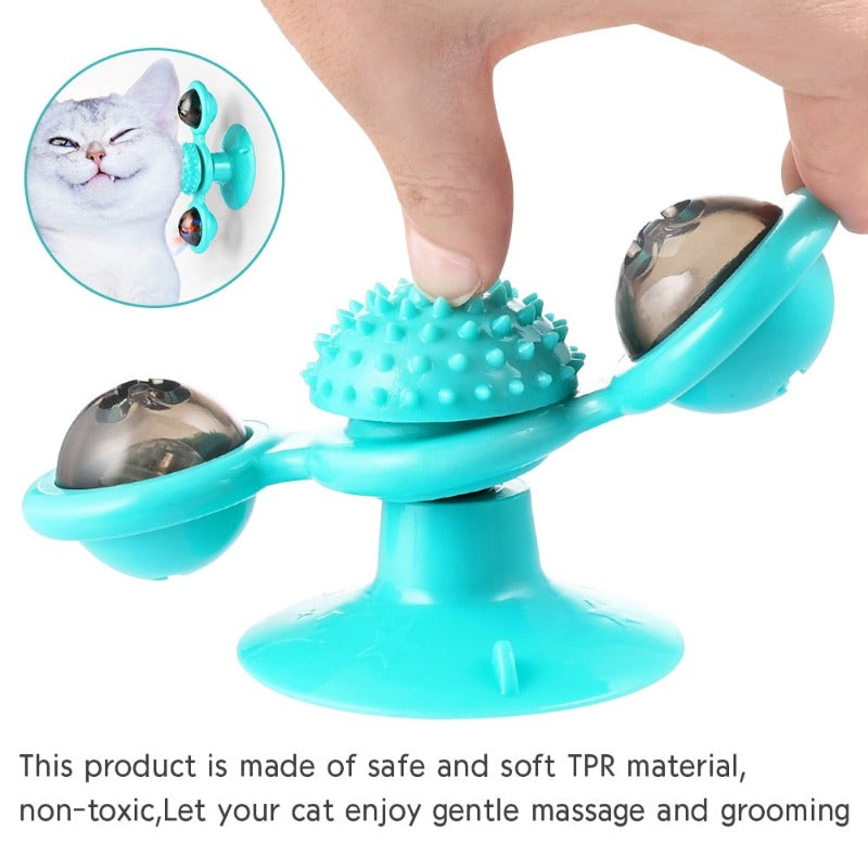 Windmill Cat Toy Interactive Pet Toys for Cats Puzzle Cat Game Toy With Whirligig Turntable for Kitten Brush Teeth Pet Supplies