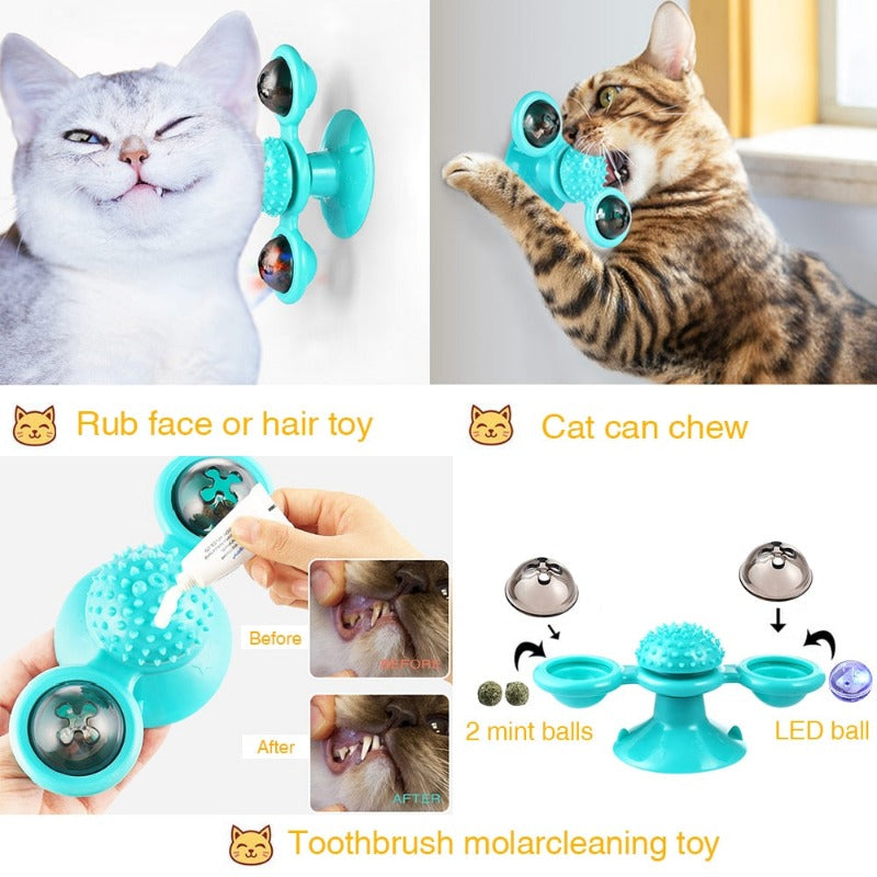 Windmill Cat Toy Interactive Pet Toys for Cats Puzzle Cat Game Toy With Whirligig Turntable for Kitten Brush Teeth Pet Supplies