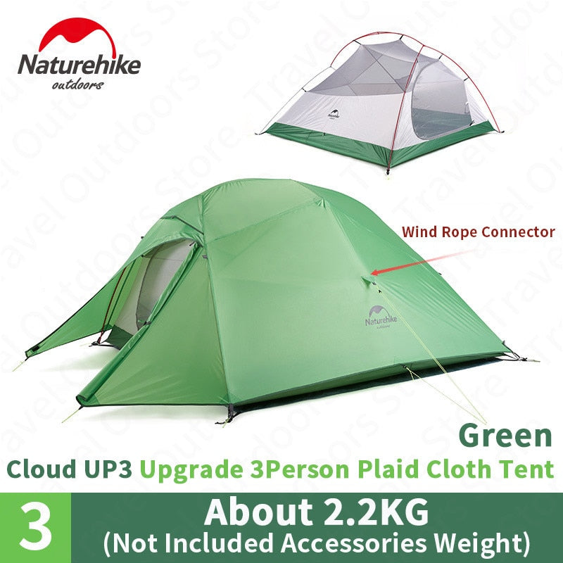 Naturehike New Upgrade CloudUp Series 1 2 3 Persons Ultralight 20D Silicone Double Layer Camping Tent With Mat NH17T001-T