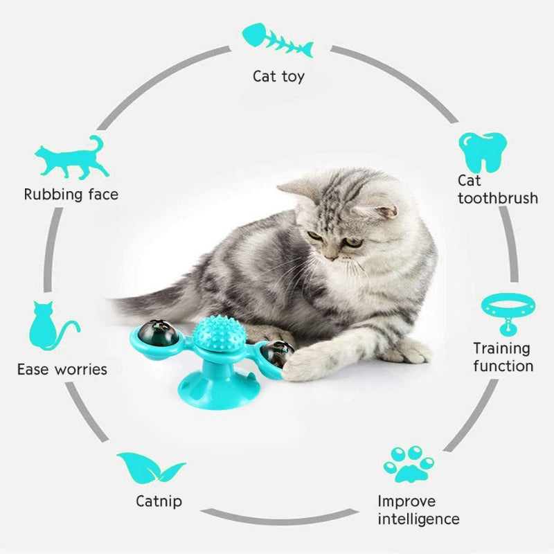 Windmill Cat Toy Interactive Pet Toys for Cats Puzzle Cat Game Toy With Whirligig Turntable for Kitten Brush Teeth Pet Supplies