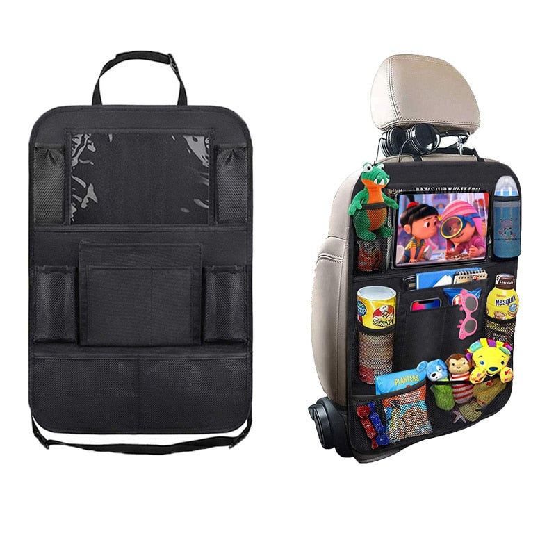 Car Seat Back Organizer Multi-Pocket Hanging Storage Bag Tablet Cup Holder Stowing Tidying Anti-Kick Mats For Kid