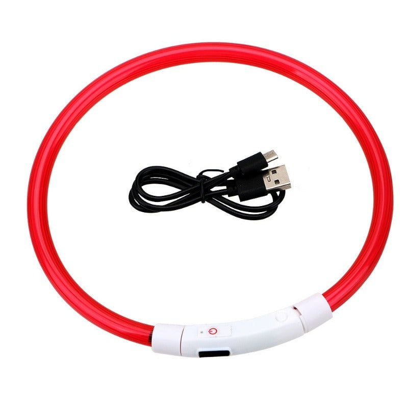 Led Light Dog Collar Detachable Glowing USB Charging Luminous Leash for Big Cat Collar Small Bright Labrador Pets Dogs Products