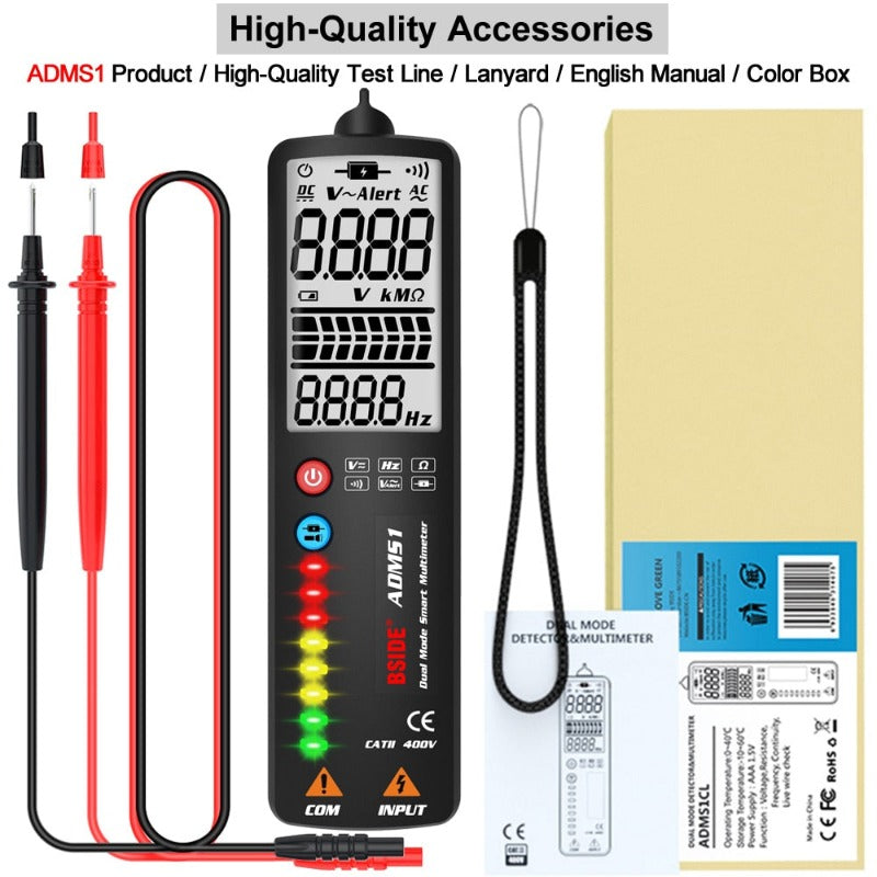 Voltage Detector Tester 2.4"LCD Non contact Live wire Indicator Electric Pen Voltmeter Multimeter NCV Continuity Hz Test