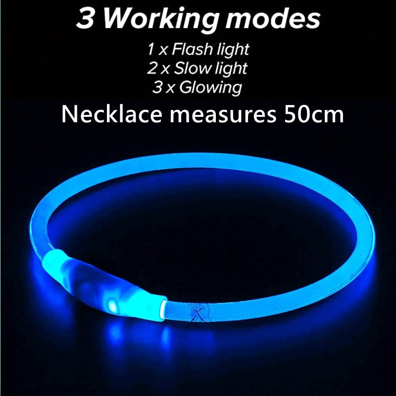 Led Light Dog Collar Detachable Glowing USB Charging Luminous Leash for Big Cat Collar Small Bright Labrador Pets Dogs Products