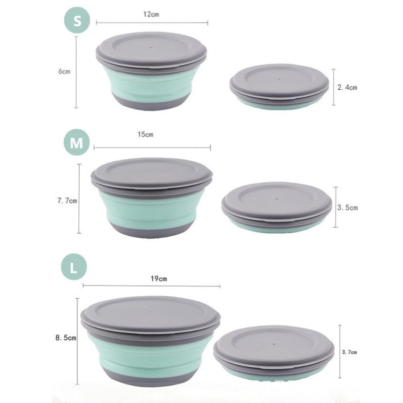 Folding Bowl Outdoor Camping Tableware Sets Lunch Box Portable Salad Bowls with Lid for Hiking Cooking Supplies