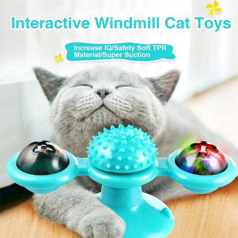 Windmill Cat Toy Interactive Pet Toys for Cats Puzzle Cat Game Toy With Whirligig Turntable for Kitten Brush Teeth Pet Supplies