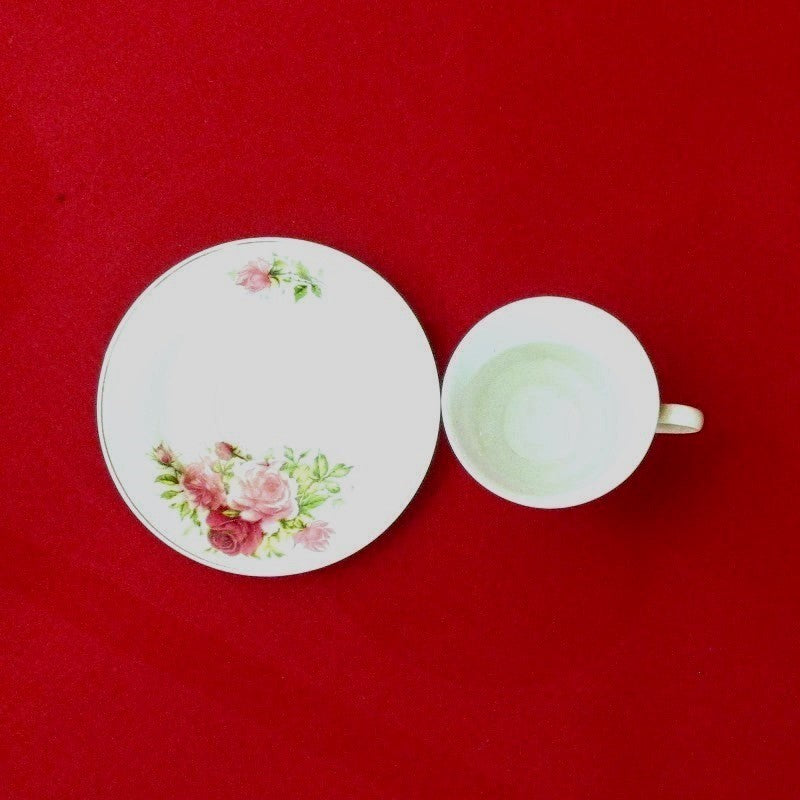 Antique Vintage Rose Pattern Cup and Saucer Set