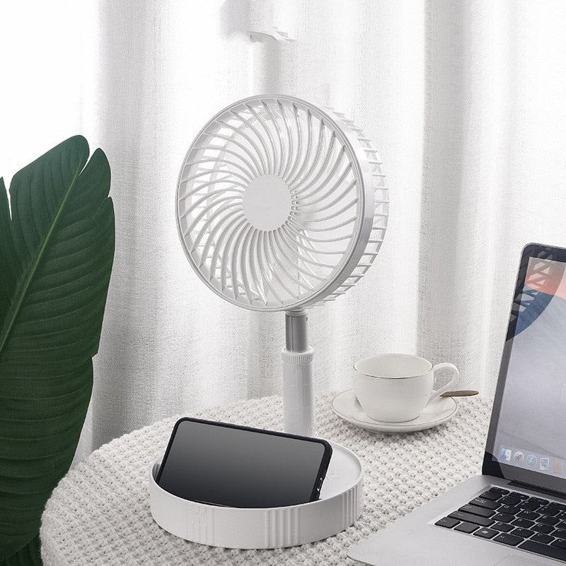 Portable Fan Rechargeable Mini Folding Telescopic Floor Low Noise Summer Fan Cooling For Household Bedroom Office Deskto