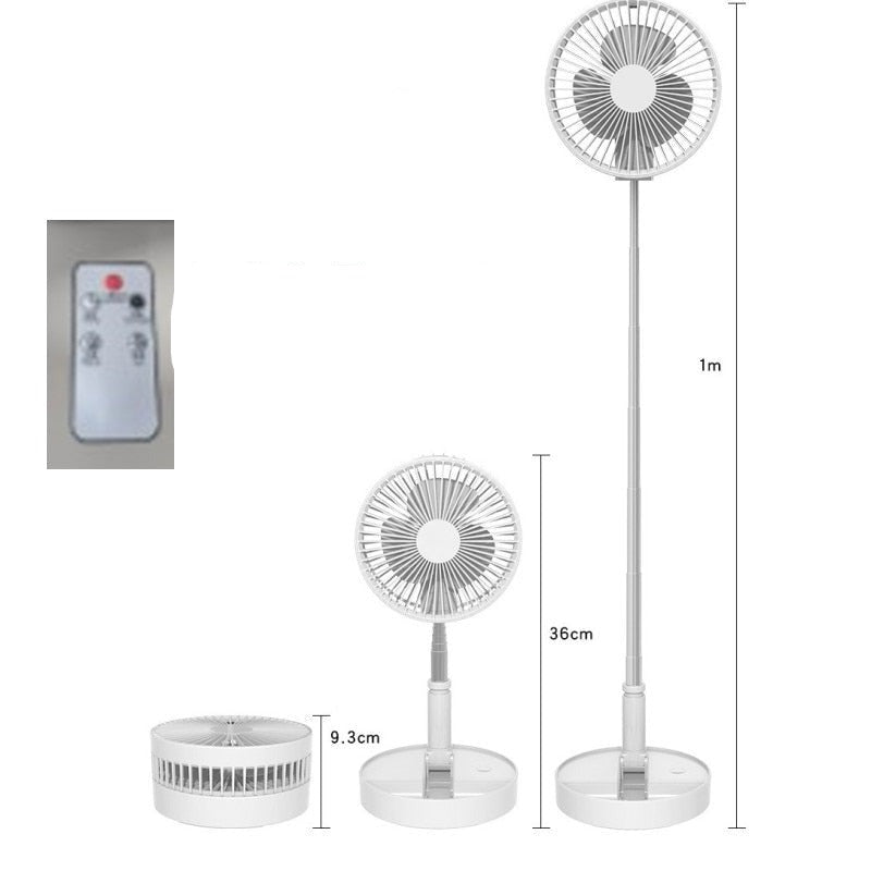 Portable Fan Rechargeable Mini Folding Telescopic Floor Low Noise Summer Fan Cooling For Household Bedroom Office Deskto