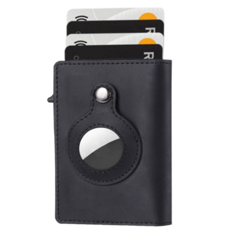AirTag Wallet Anti-Theft Bullet Card Bag Multi-functional Rfid Card Holder Leather Slim Wallets For Airtag Air Tag