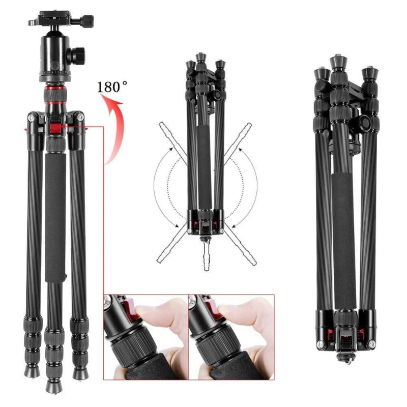 DSLR Tripods Lightweight and Compact Aluminum Camera Tripod with Ball Head Quick Release Plate for Travel