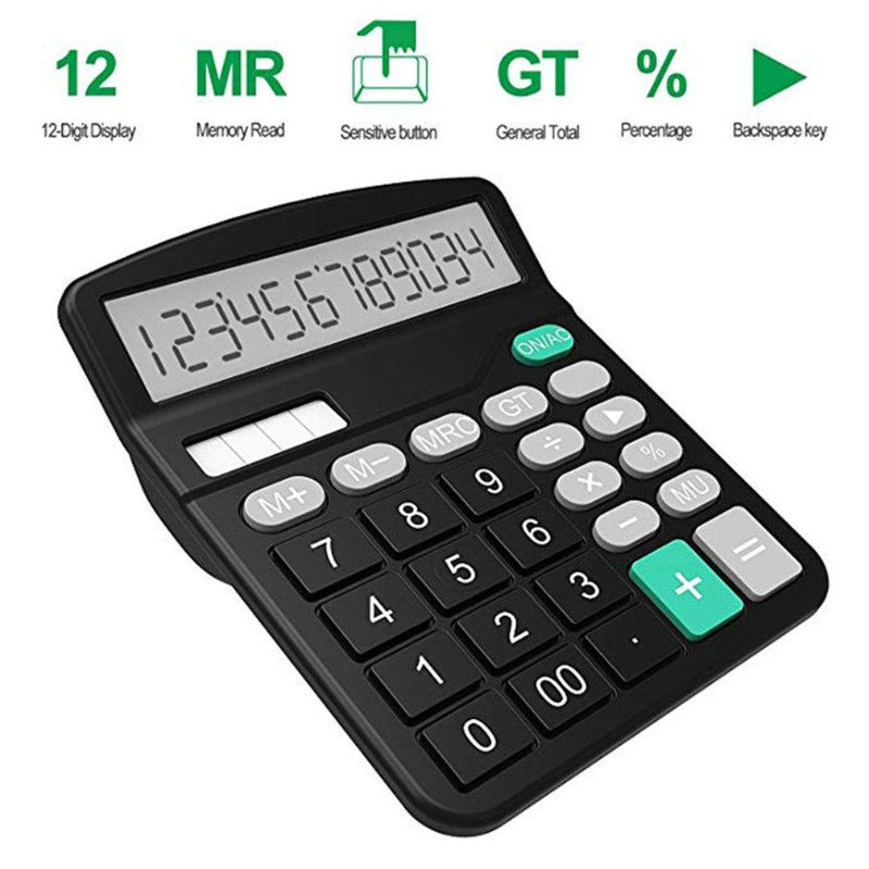 12 digit large screen calculator solar financial accounting clear inventory office home mall store stationery dual power supply