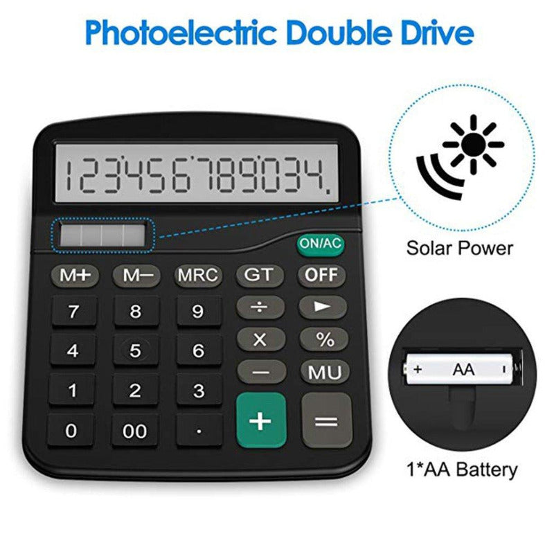 12 digit large screen calculator solar financial accounting clear inventory office home mall store stationery dual power supply