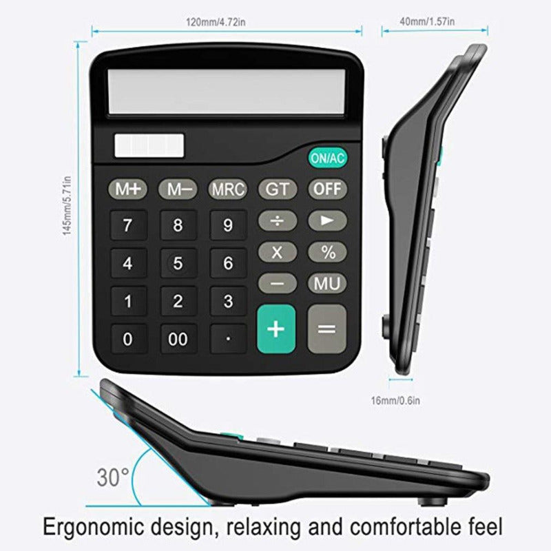 12 digit large screen calculator solar financial accounting clear inventory office home mall store stationery dual power supply