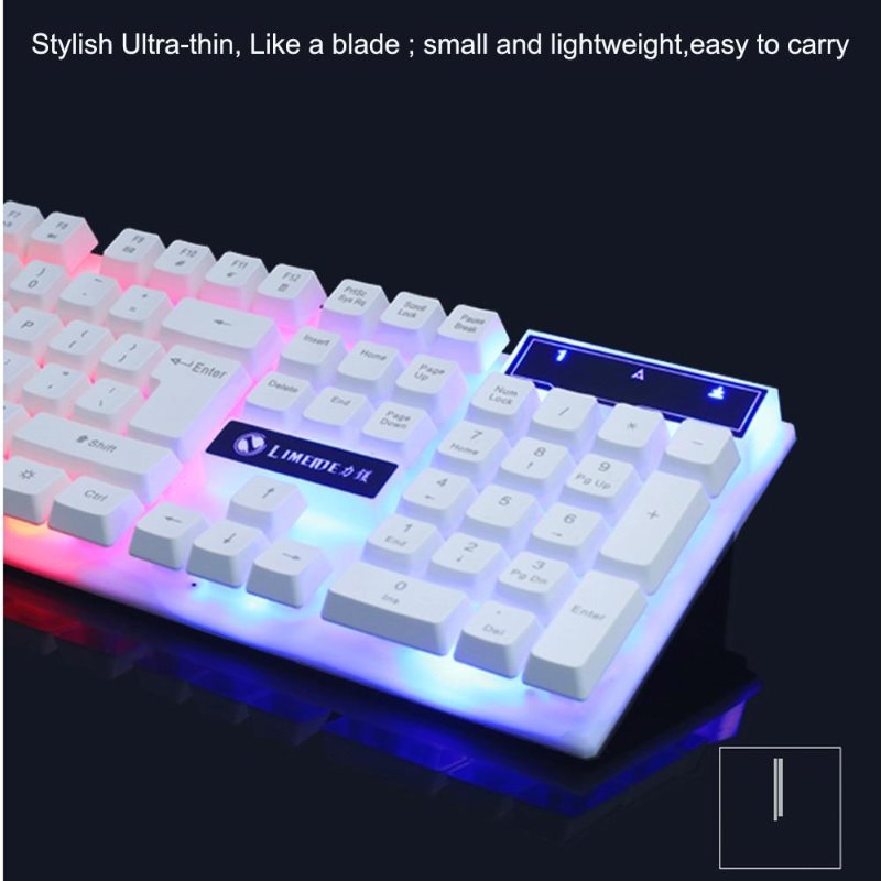 USB Wired Keyboard Mouse Set LED Rainbow Color Backlight Gaming Computer Mouse Keyboard