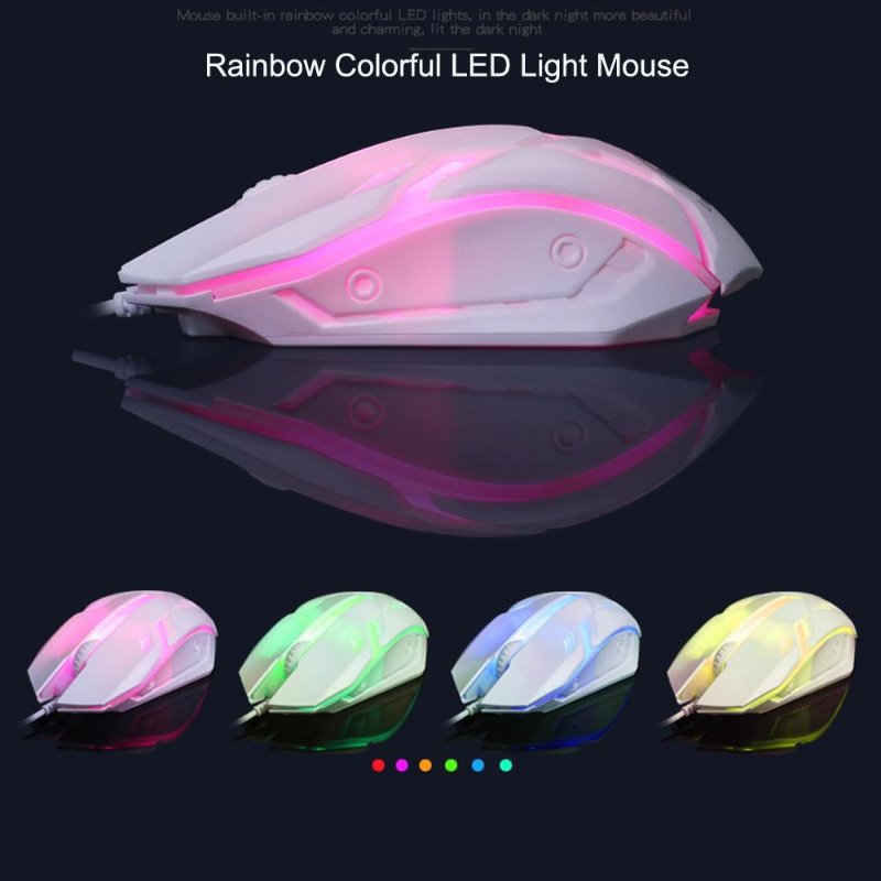 USB Wired Keyboard Mouse Set LED Rainbow Color Backlight Gaming Computer Mouse Keyboard