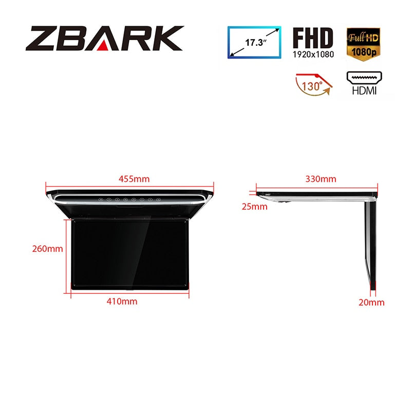 Car Roof Mounted Overhead Flip Down MP4 MP5 Video Player 15 Inch HD LED Monitor with HDMI SD AV InPut 16GB Card and Reader