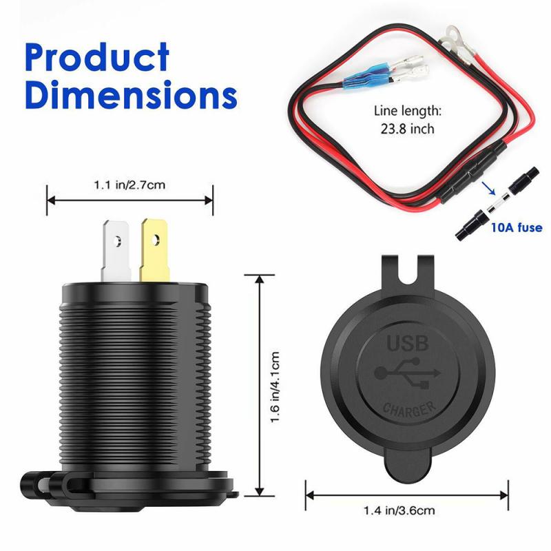 USB Car Charger With Led Light Power Adaptor QC3.0 Fast Charger Car Socket Separate Switch For Car Kit