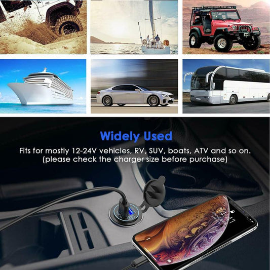 USB Car Charger With Led Light Power Adaptor QC3.0 Fast Charger Car Socket Separate Switch For Car Kit