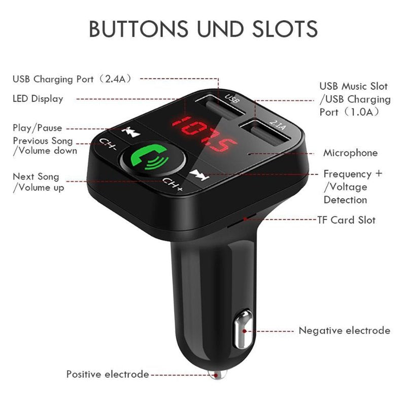 Car MP3 Player User Manual Kit Handsfree Wireless Bluetooth FM Transmitter MP3 Player USB2.0 Charger