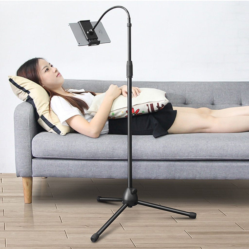 Tablet Phone Holder Bracket Telescopic Folding Tripod Fit Smartphone Flat Hose Adjusting Floor Stand