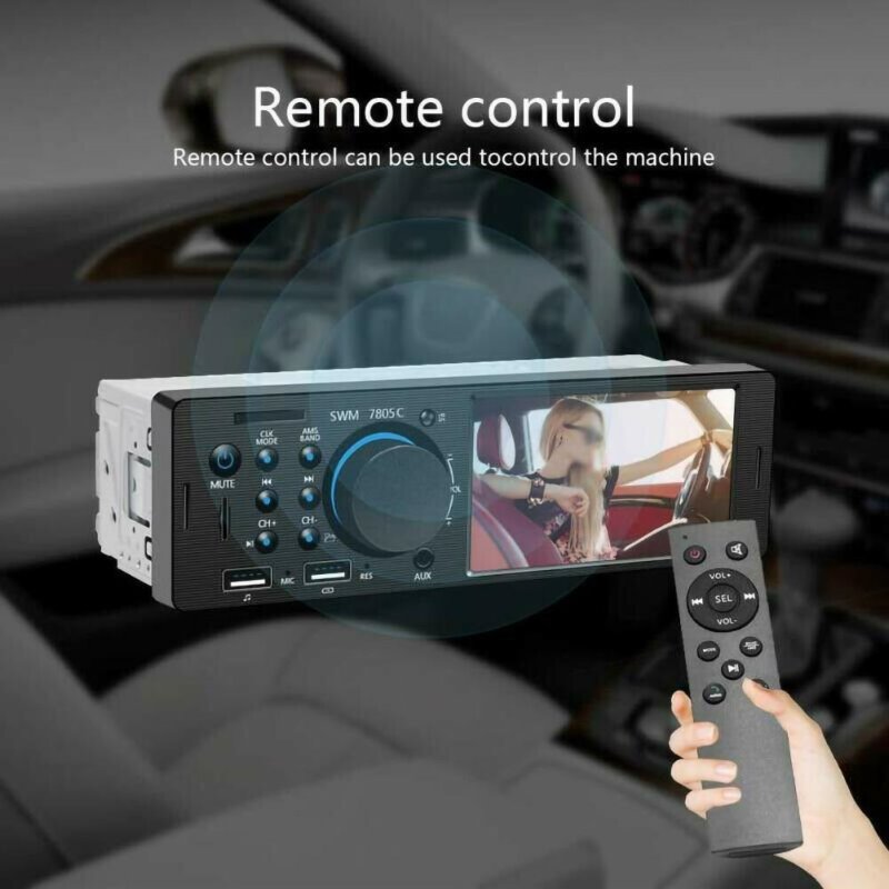 Hippcron Car Radio 1 din 4.1” Touch Screen Bluetooth Stereo Mp5 Player FM Receiver With Colorful Light Remote Control AUX/USB/TF