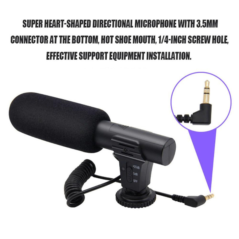 Camera Recording Microphone with 3.5mm Plug Professional Microfone for DSLR DV Camera Mobile Phone Vlog Video Mic