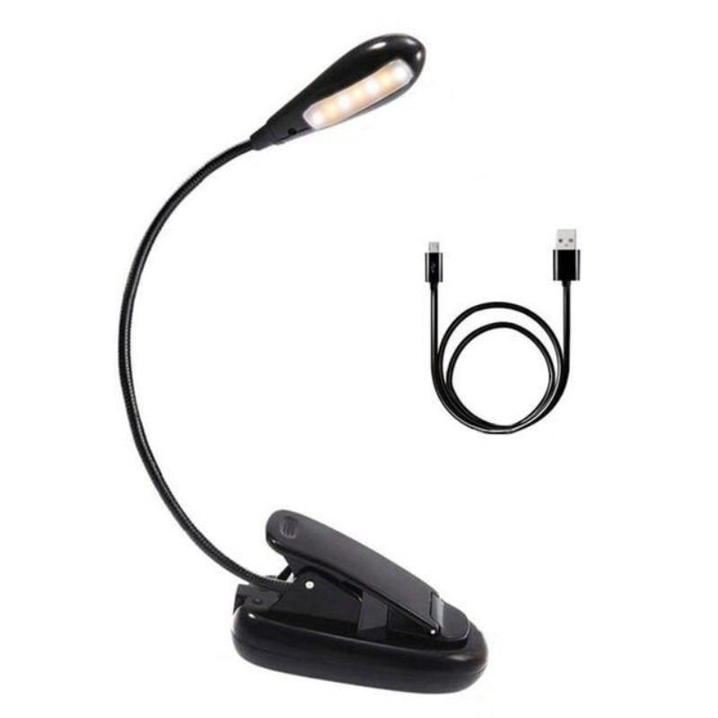 7 LED Portable Travel Book Reading Light Lamp USB Rechargeable LED Clip Booklight with 3 Level Warm/Cool White Brightness
