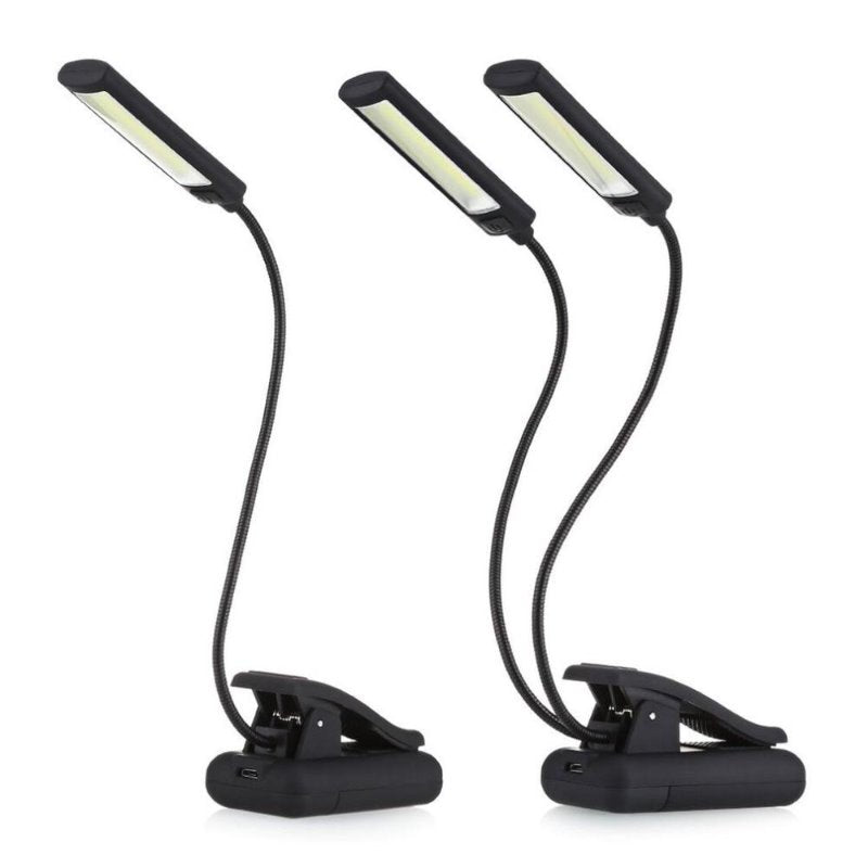 LED USB rechargeable reading book light Lamp Mini Flexible Clip-on built in battery COB note Book lamp Reader Reading table lamp