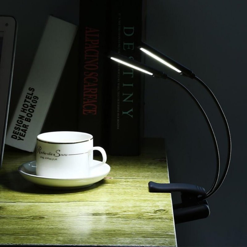 LED USB rechargeable reading book light Lamp Mini Flexible Clip-on built in battery COB note Book lamp Reader Reading table lamp