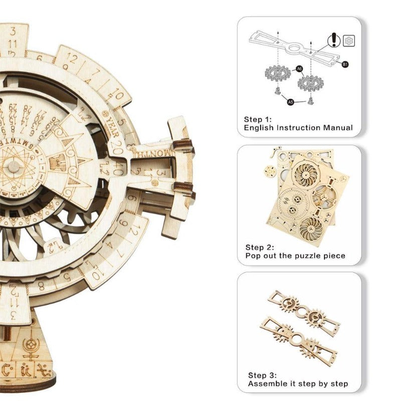 Robotime ROKR DIY 3D Wooden Puzzle Mechanical Gear Drive Model Building Kit Toys Gift for Children Adult Teens