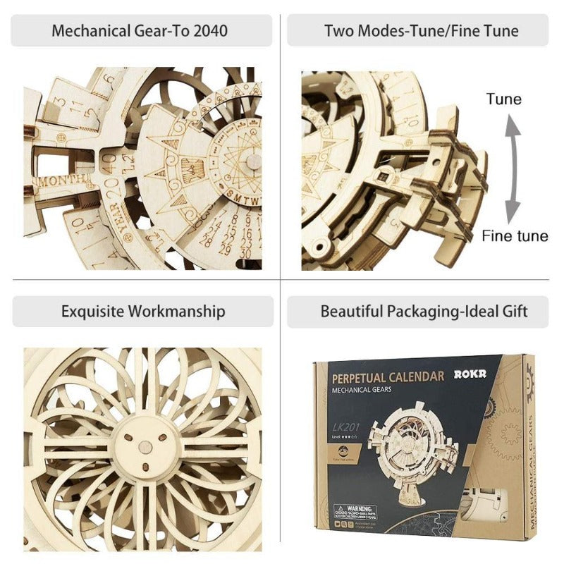 Robotime ROKR DIY 3D Wooden Puzzle Mechanical Gear Drive Model Building Kit Toys Gift for Children Adult Teens