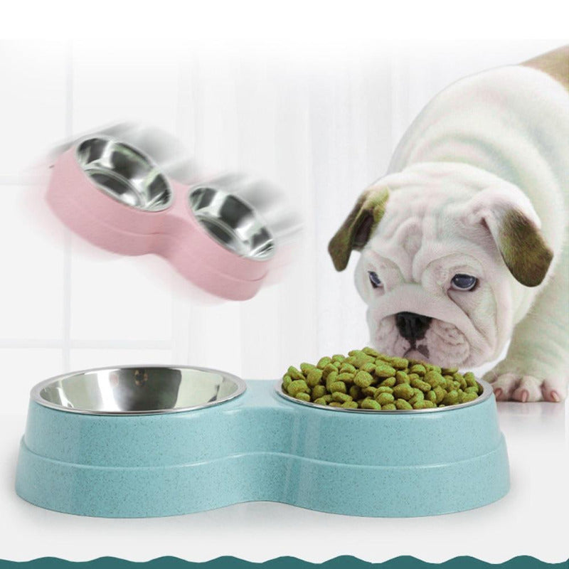 Double Pet Bowls Dog Food Water Feeder Stainless Steel Pet Drinking Dish Feeder Cat Puppy Feeding Supplies Small Dog Accessories