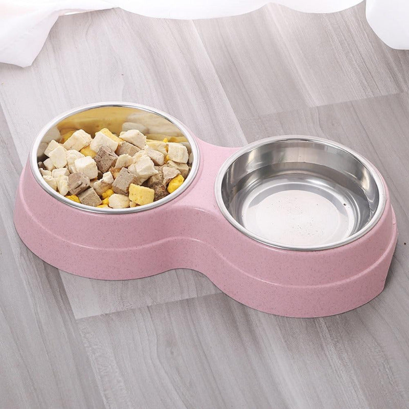 Double Pet Bowls Dog Food Water Feeder Stainless Steel Pet Drinking Dish Feeder Cat Puppy Feeding Supplies Small Dog Accessories