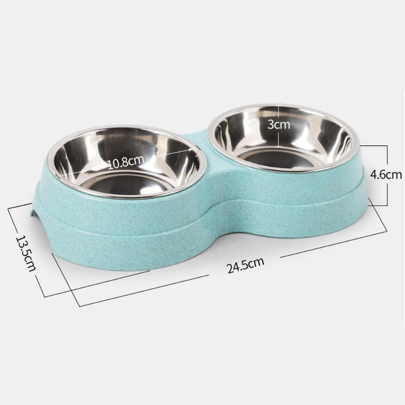 Double Pet Bowls Dog Food Water Feeder Stainless Steel Pet Drinking Dish Feeder Cat Puppy Feeding Supplies Small Dog Accessories